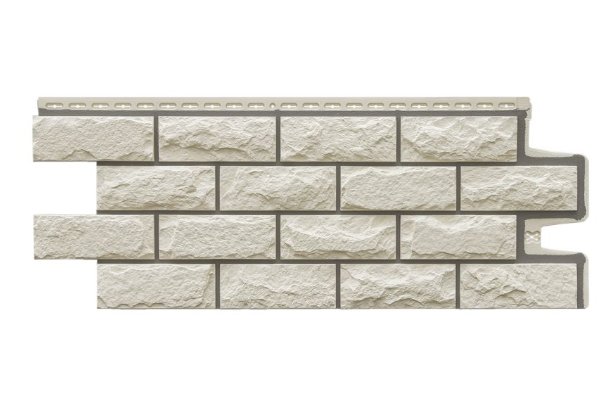 Фасадные панели Grand Line, Колотый камень Design, Молочный (шов RAL 7006) купить в Воронеже