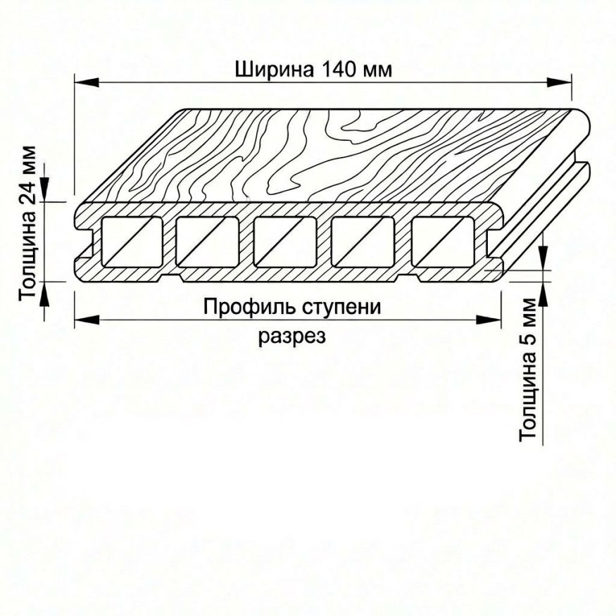 Террасная доска ДПК GardenParkett Табула, Венге купить в Воронеже