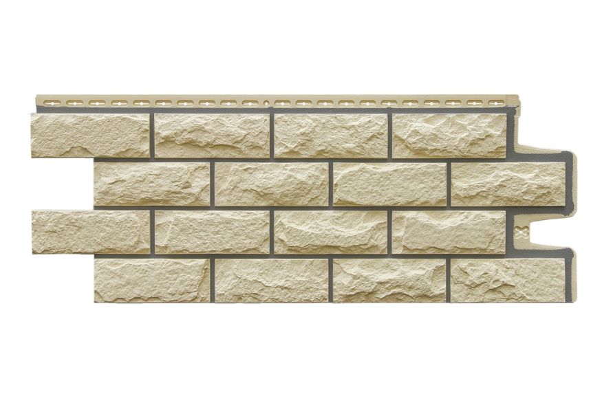 Фасадные панели Grand Line, Колотый камень Design, Бежевый (шов RAL 7006) купить в Воронеже