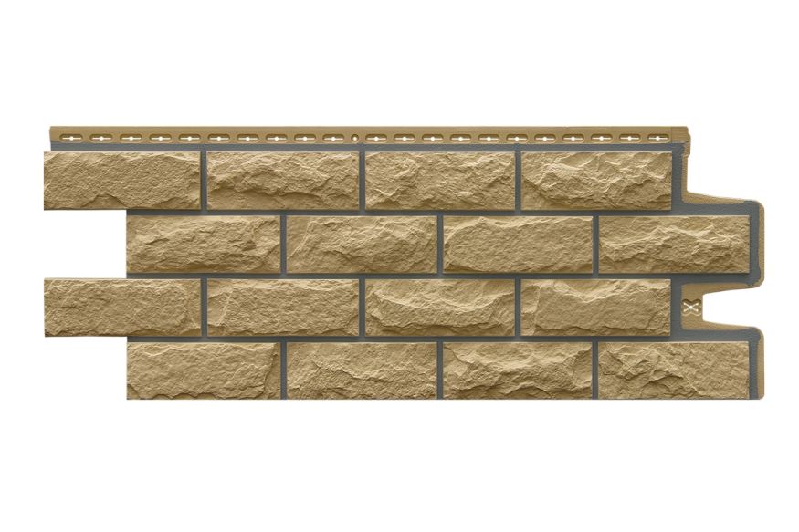Фасадные панели Grand Line, Колотый камень Design, Песочный (шов RAL 7006) купить в Воронеже