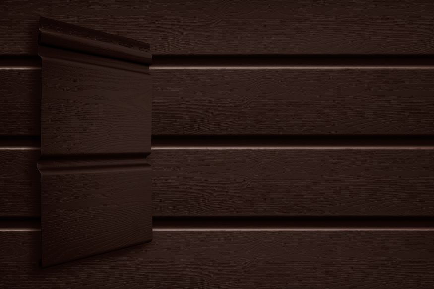 Виниловый сайдинг Grand Line Double-брус Цвет: Темный дуб купить в Воронеже