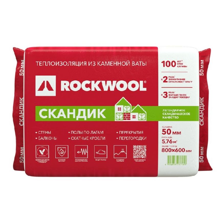 Утеплитель Лайт Баттс Скандик 50х600х800 Rockwool купить в Воронеже