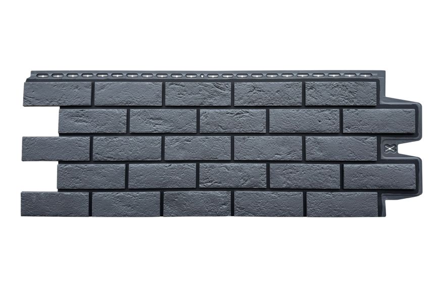 Фасадная панель Grand Line, Состаренный кирпич Design, Графит, шов RAL 9005 купить в Воронеже